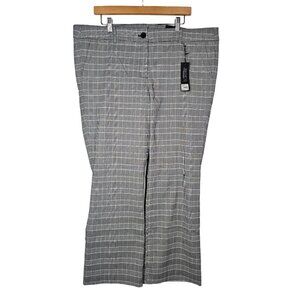 Lane‎ Bryant Sophie Straight Fit Bootcut Pants Petite Plaid Gray Women 20 Short
